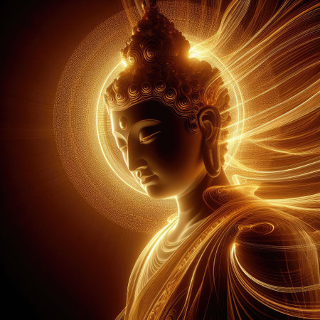 Golden Buddha Siddhartha with Generative AI.の素材