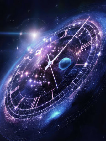 Cosmic Time: A Clock Amidst the Stars with Generative AI.の素材