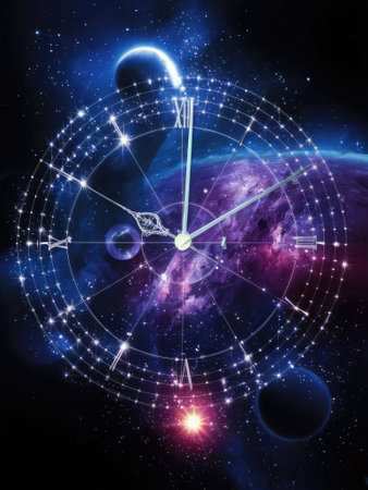 Cosmic Time: A Clock Amidst the Stars with Generative AI.の素材