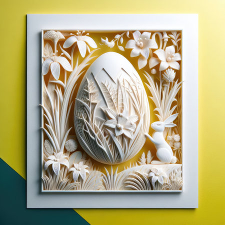 Easter theme in Paper art with Generative AI.の素材