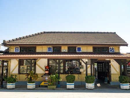 Taichung, Taiwan - February 12,2024: Rinan Train Station, One Of The Five Traditional Japanese Style Historic Wooden Building (Almost One Hundred Years History) On The TRA West Coast Line.のeditorial素材
