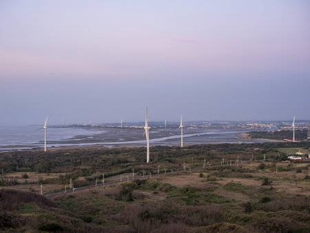 Offshore Wind Turbines Farm in Taiwan.の写真素材
