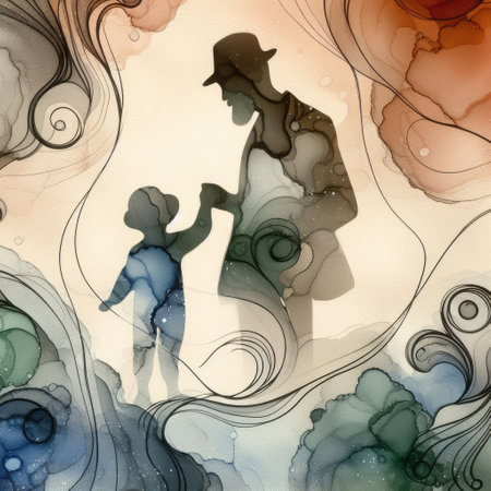 Father's day in watercolr with Generative AI.の素材