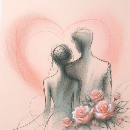 Valentine's day in ink paint with Generative AI.の素材