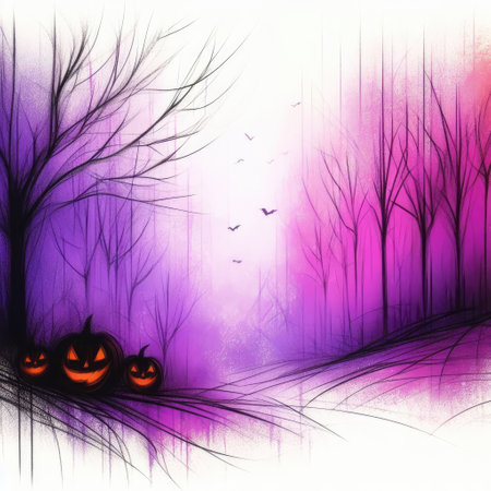 Halloween background in ink paint with Generative AI.の素材