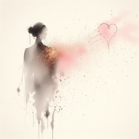 Valentine's day in ink paint with Generative AI.の素材