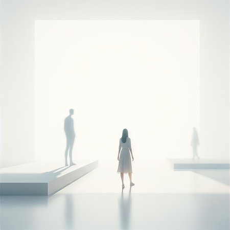 A Solitary Figure Amidst Minimalist Architecture with Generative AI.の素材
