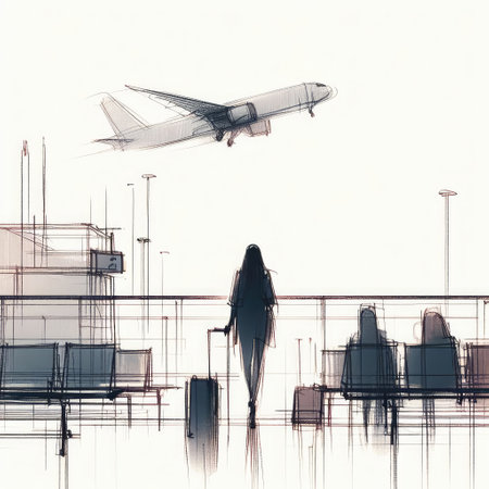 Sketch Lounge of an airport with Generative AI.の素材