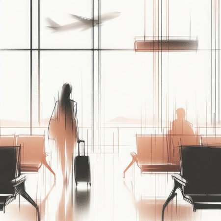 Sketch Lounge of an airport with Generative AI.の素材