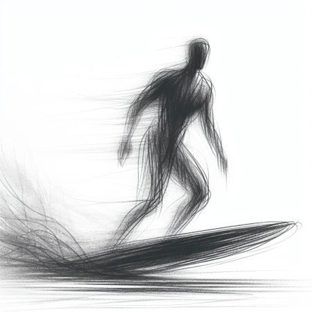 the surfers with hand drawn in Generative AI.の素材