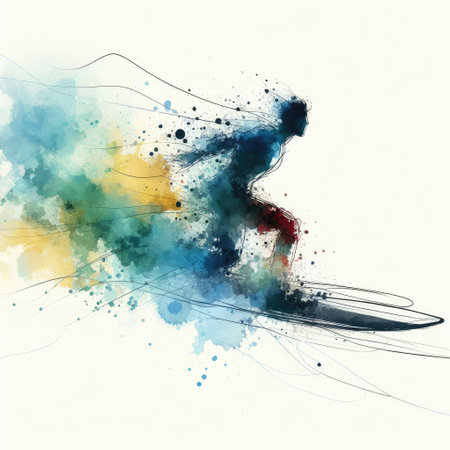 the surfers with hand drawn in Generative AI.の素材