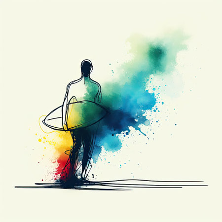the surfers with hand drawn in Generative AI.の素材