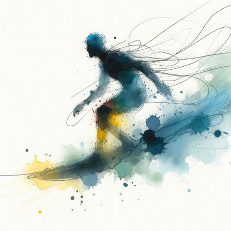 the surfers with hand drawn in Generative AI.の素材