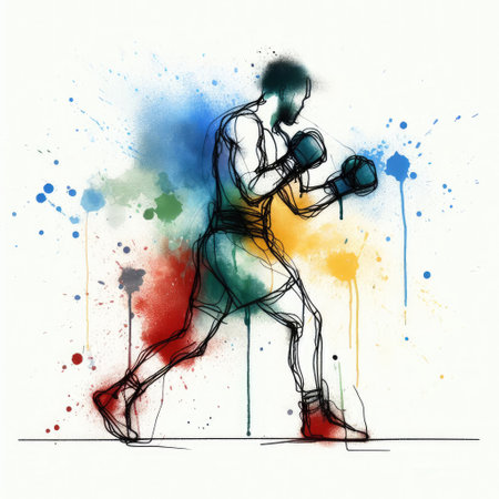 boxing isolated illustration ink drawing with Generative AI.の素材