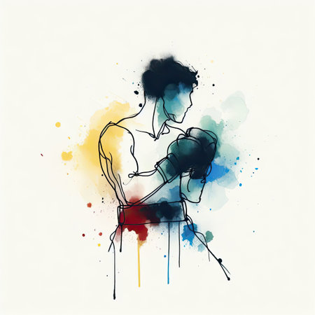boxing isolated illustration ink drawing with Generative AI.の素材