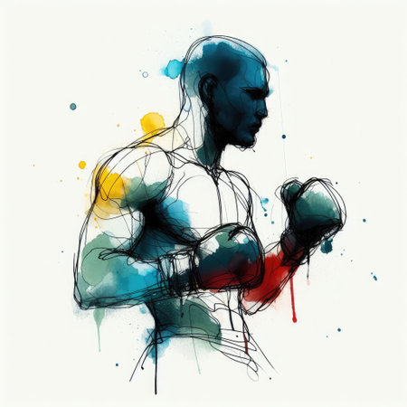 boxing isolated illustration ink drawing with Generative AI.の素材