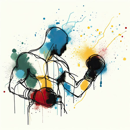 boxing isolated illustration ink drawing with Generative AI.の素材