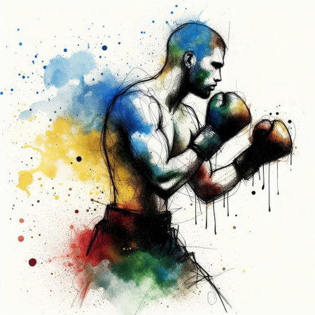 boxing isolated illustration ink drawing with Generative AI.の素材