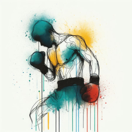 boxing isolated illustration ink drawing with Generative AI.の素材
