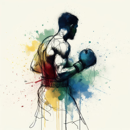 boxing isolated illustration ink drawing with Generative AI.の素材