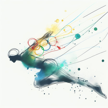 Swimmer in watercolor splash paint illustration with Generative AI.の素材