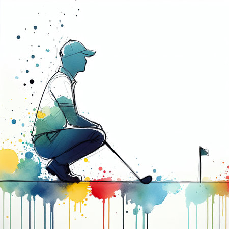 Golf player in watercolor paint illustration with Generative AI.の素材
