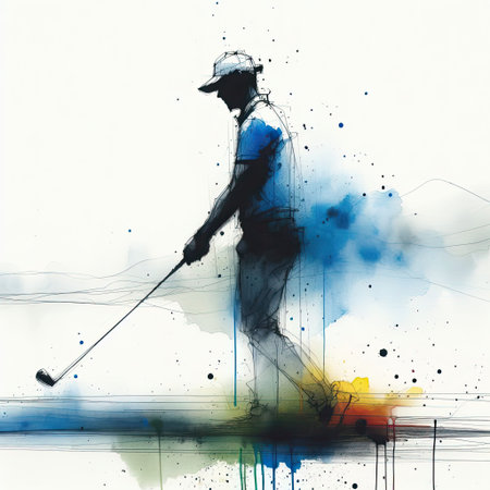 Golf player in watercolor paint illustration with Generative AI.の素材