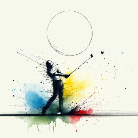 Golf player in watercolor paint illustration with Generative AI.の素材