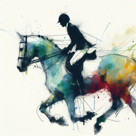 Equestrian sport watercolor painting. Equestrian sport backgroundの素材