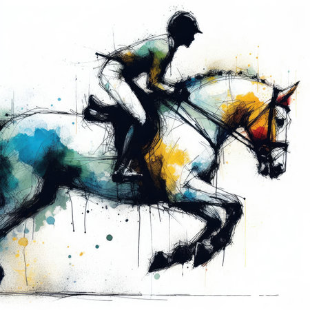 EQUESTRIAN in watercolor paint illustration with Generative AI.の素材