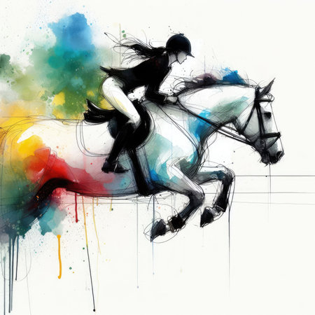 EQUESTRIAN in watercolor paint illustration with Generative AI.の素材