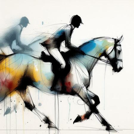 EQUESTRIAN in watercolor paint illustration with Generative AI.の素材