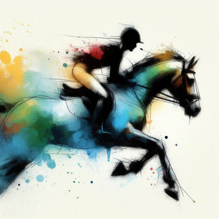 EQUESTRIAN in watercolor paint illustration with Generative AI.の素材