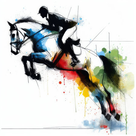 EQUESTRIAN in watercolor paint illustration with Generative AI.の素材
