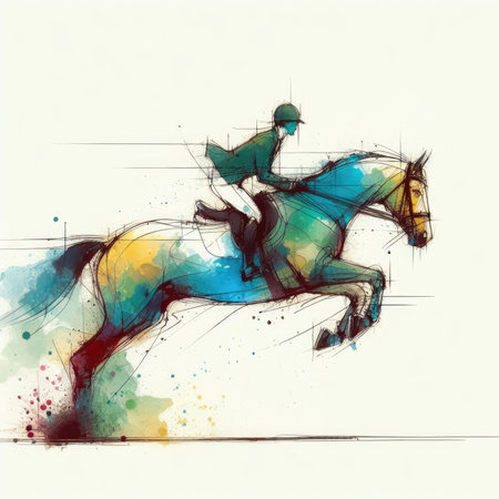 EQUESTRIAN in watercolor paint illustration with Generative AI.の素材