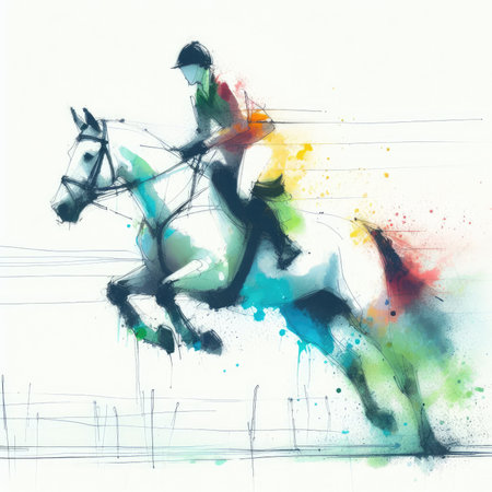EQUESTRIAN in watercolor paint illustration with Generative AI.の素材