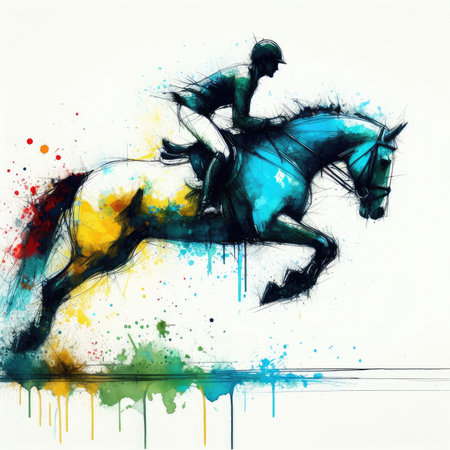 EQUESTRIAN in watercolor paint illustration with Generative AI.の素材