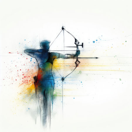 Archery in watercolor paint illustration with Generative AI.の素材