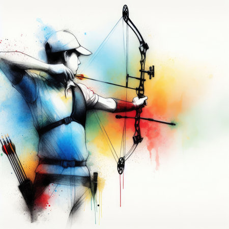 Archery in watercolor paint illustration with Generative AI.の素材