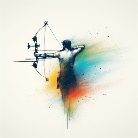 Archery in watercolor paint illustration with Generative AI.の素材