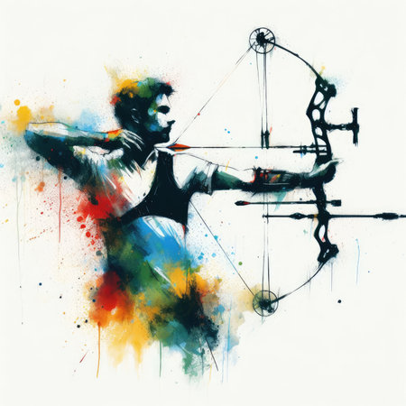 Archery in watercolor paint illustration with Generative AI.の素材