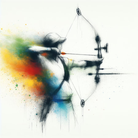 Archery in watercolor paint illustration with Generative AI.の素材