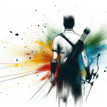 Archery in watercolor paint illustration with Generative AI.の素材