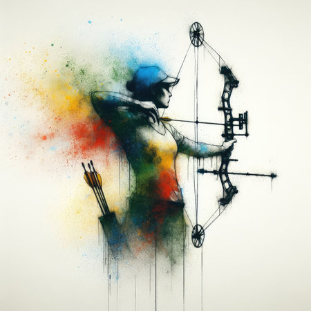 Archery in watercolor paint illustration with Generative AI.の素材