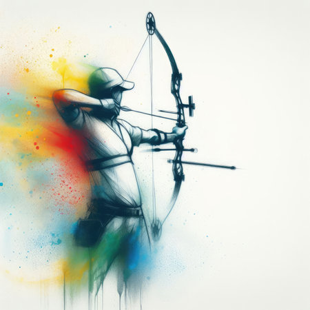 Archery in watercolor paint illustration with Generative AI.の素材