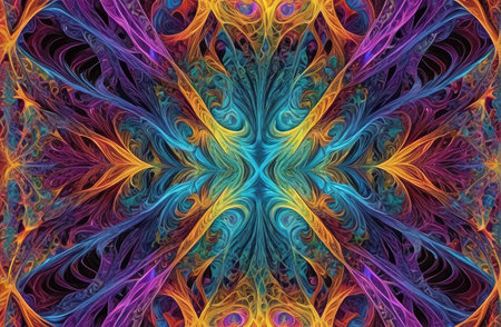 variety pulse waves Polygon mirrors within mirrors with Generative AI.の素材