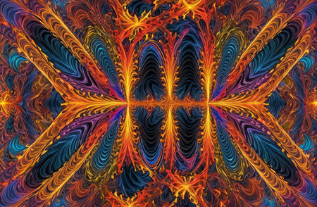 variety pulse waves Polygon mirrors within mirrors with Generative AI.の素材