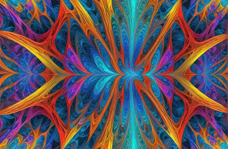 variety pulse waves Polygon mirrors within mirrors with Generative AI.の素材