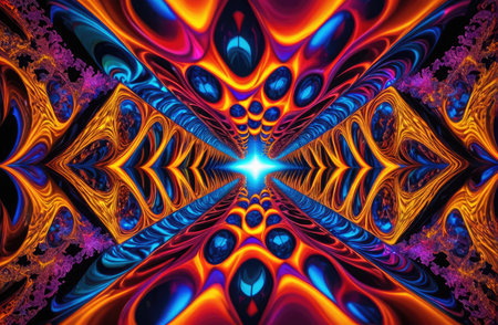 variety pulse waves Polygon mirrors within mirrors with Generative AI.の素材