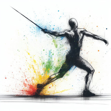 Athletics in watercolor paint illustration with Generative AI.の素材